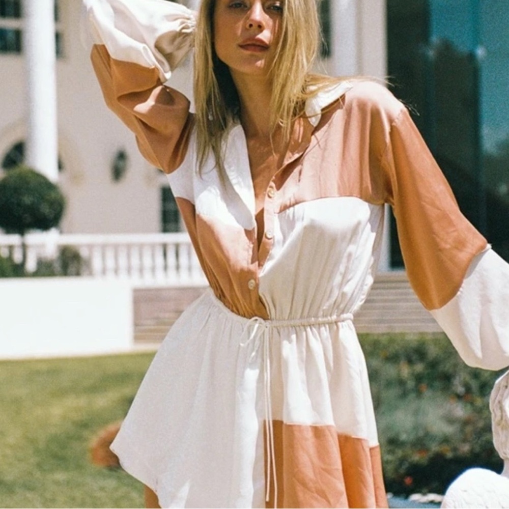 Sabo Skirt LUXE Indiana Colorblock Shirt Dress L